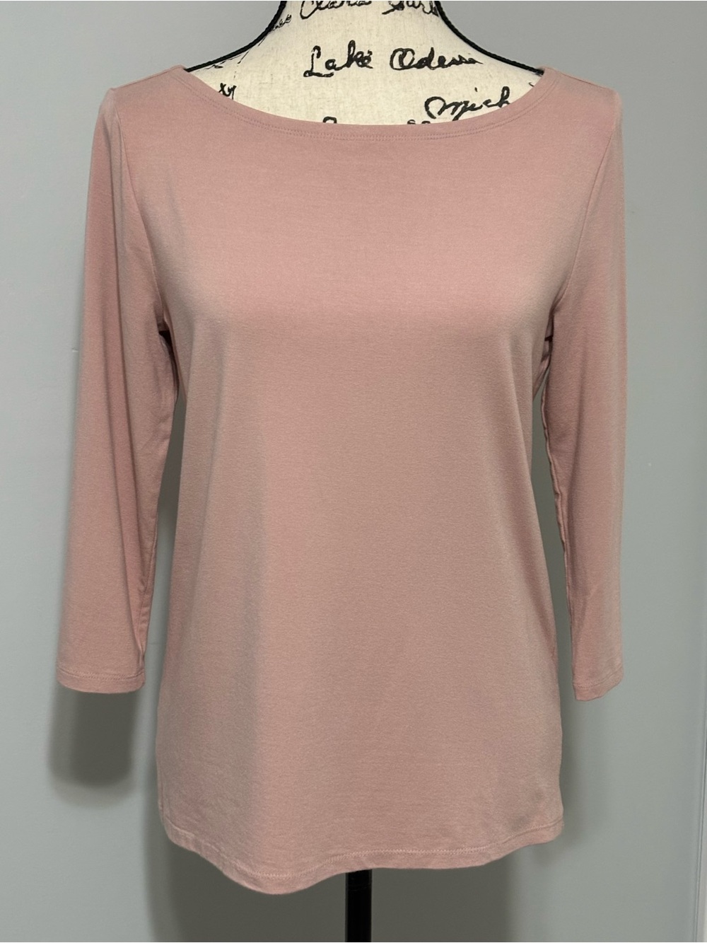 Ann Taylor Dusty Rose Boatneck 3/4 Sleeve Top Size S